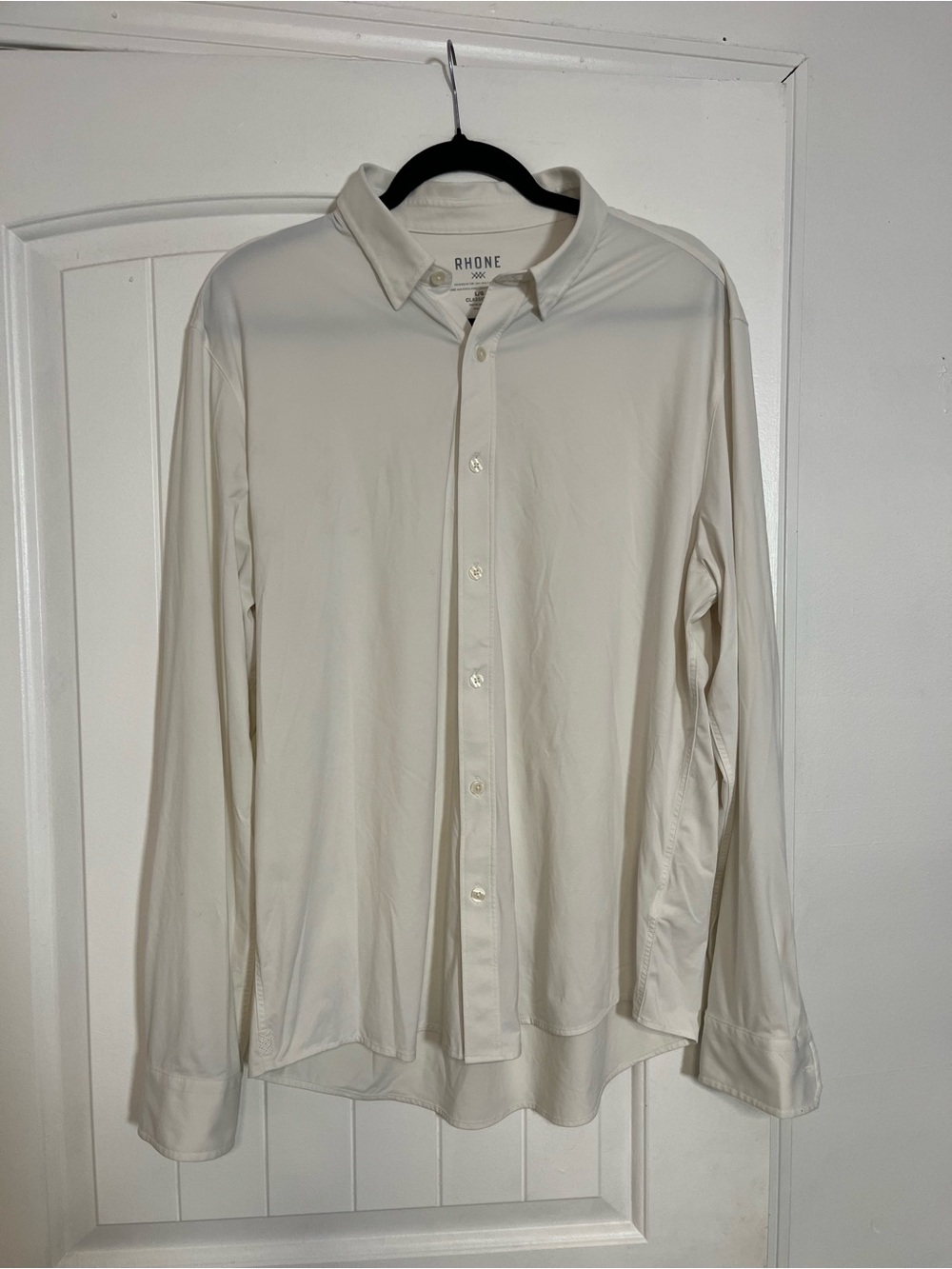 RHONE Men’s Long-Sleeve Button-Up Shirt in Cream